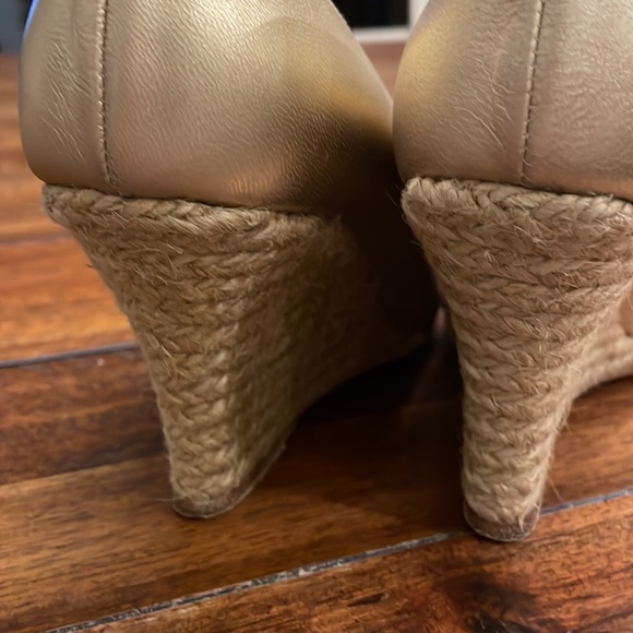 Lanvin Gold Metallic Leather Jute Wedge - Picture 6 of 6